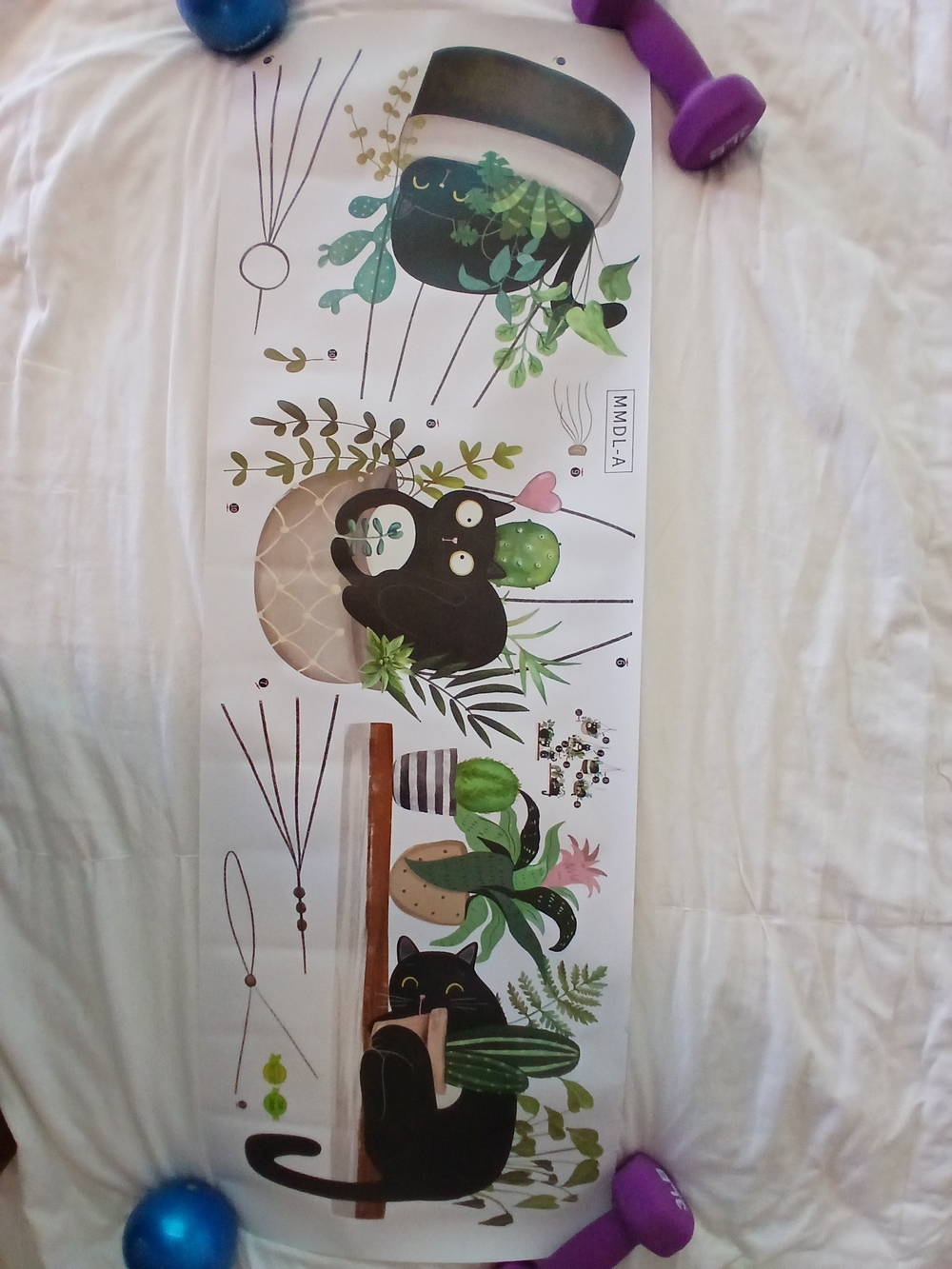 Playful Cute Black Cats & Green Plant Wall Decal - Home Wall Decor